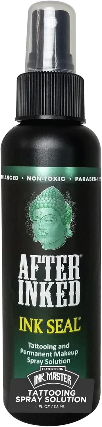 After Inked Ink Seal Spray – Tattoo Aftercare Solution, Moisturizing Mist for Inked Skin, Cleaning Mist for Daily Maintenance, Gentle Solution, Non-Irritating & Hydrating Formula, 4oz Spray Bottle