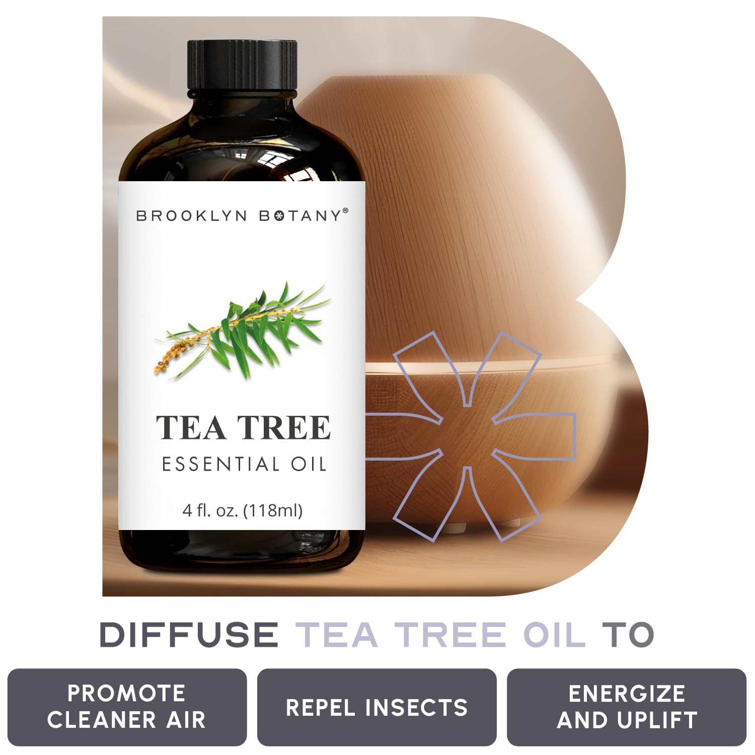 Brooklyn Botany 4 Oz 100% Pure Tea Tree Essential Oil for Aromatherapy with Dropper - Image 6
