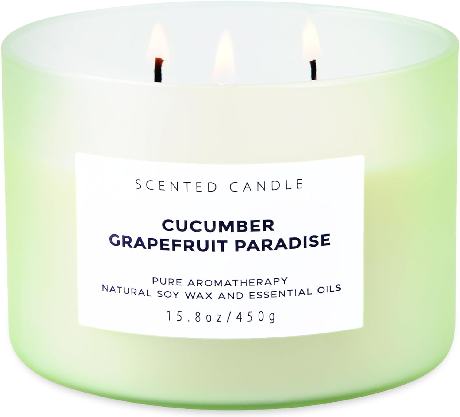 Cucumber Grapefruit Melon Scented Candle | Large 3 Wick Soy Candle for Home 15.8 oz | Refreshing Spring & Summer Aromatherapy Stress Relief Candles Long Lasting | Relaxing Candles for Women & Men