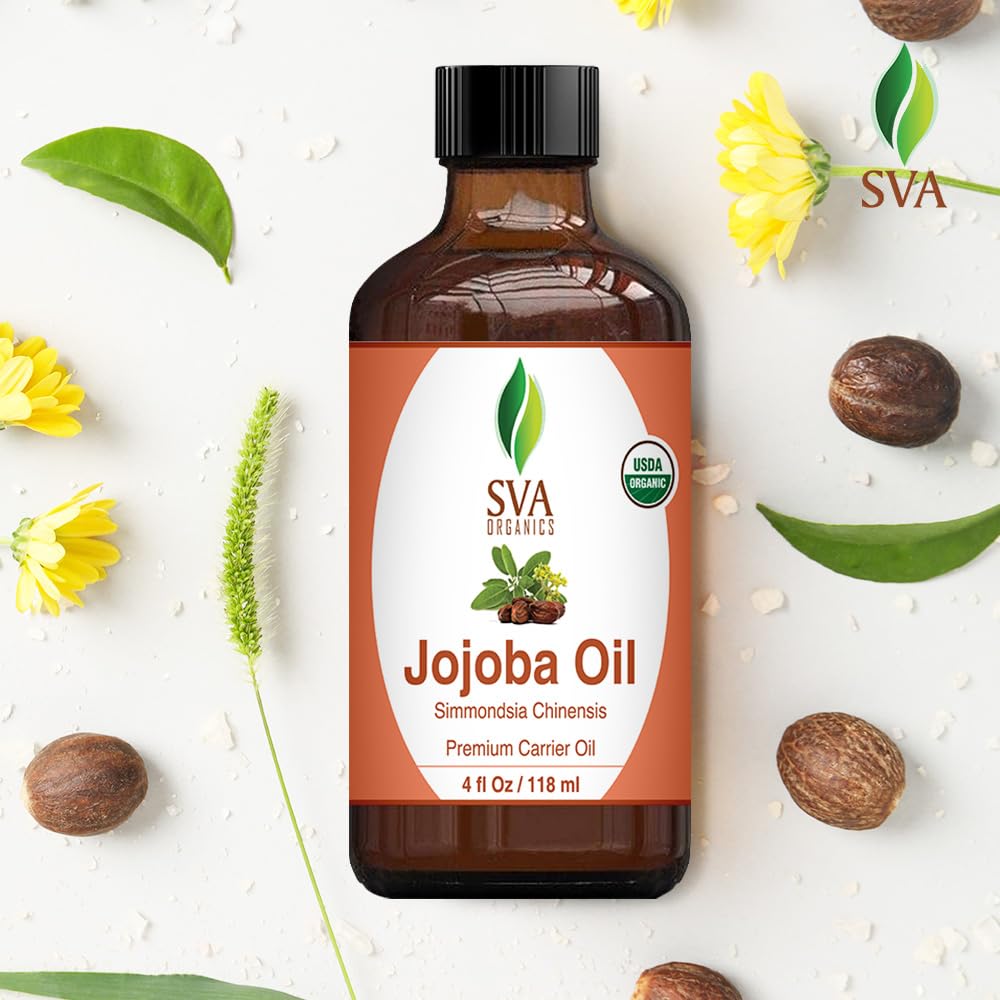 SVA Jojoba Seed Oil Organic - 4 Fl Oz – 100% Natural Cold Pressed Organic Jojoba Oil - for Face, Skin Care, Hair Care, Scalp Massage & Body Massage – Carrier Oil with Dropper - Image 4