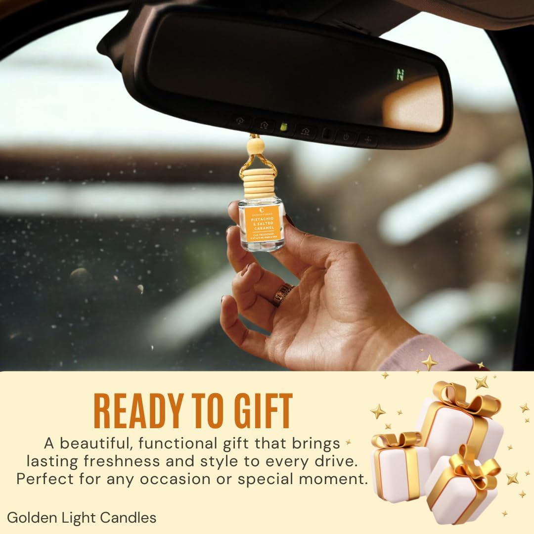 Car Air Freshener Hanging | Pistachio Salted Caramel Car Air Fresheners | Long-Lasting Fragrance Oil Diffuser | Cute Scent Diffuser | Pack of 3 | Made in USA - Image 5