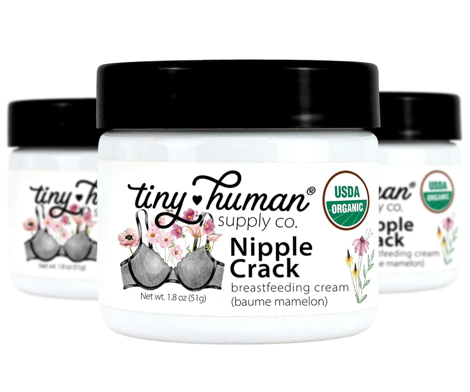 Organic Nipple Cream, Nipple Crack Lanolin Free Nipple Butter (3 Pack), Balm for Breastfeeding Mothers, No Need to Wash Off, Safe for Baby and Mama