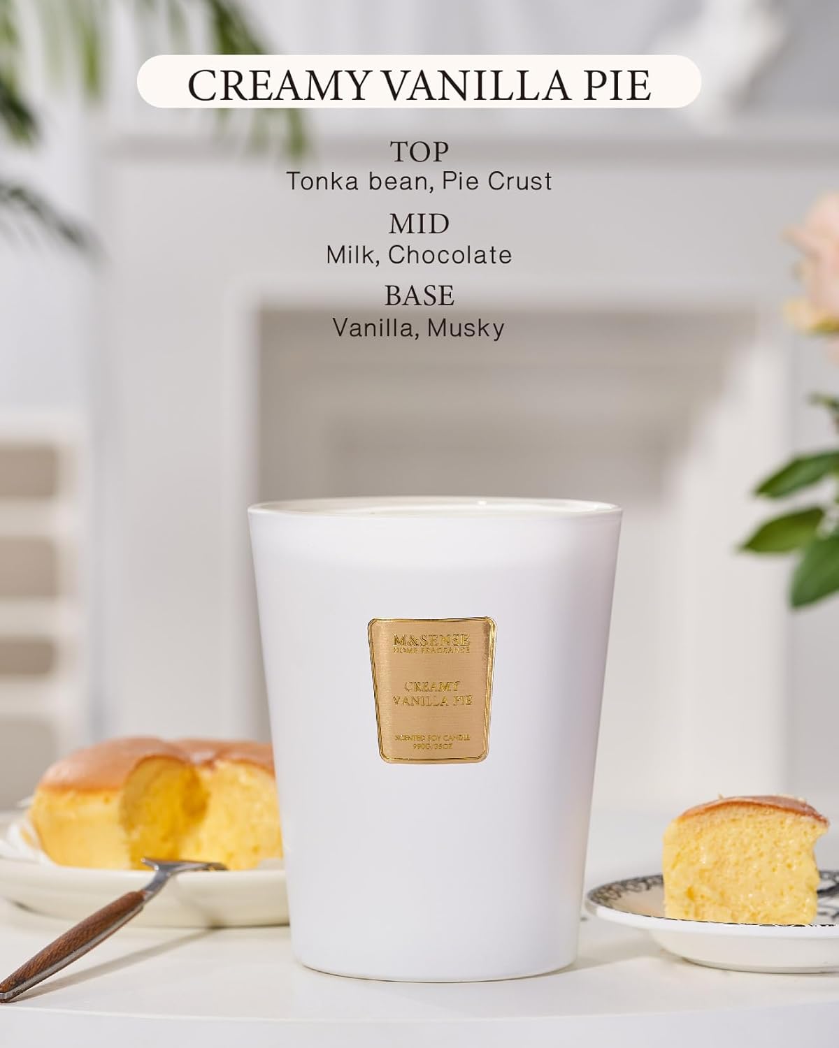 M&SENSE Extra Large Candle Creamy Vanilla Scented, 3-Wick 35oz 150H Long Lasting Candle, Natural Soy Wax Aromatherapy Candle for Stress Relief, Home Fragrance Housewarming Gifts Candle for Home Decor - Image 2
