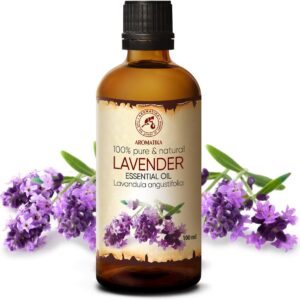 Lavender Essential Oil 3.4 Fl Oz - Lavandula Angustifolia - 100% Pure & Natural use for Tension Relief - Good Mood - Freshen Rooms - for Bath - Sauna - Scented Oils