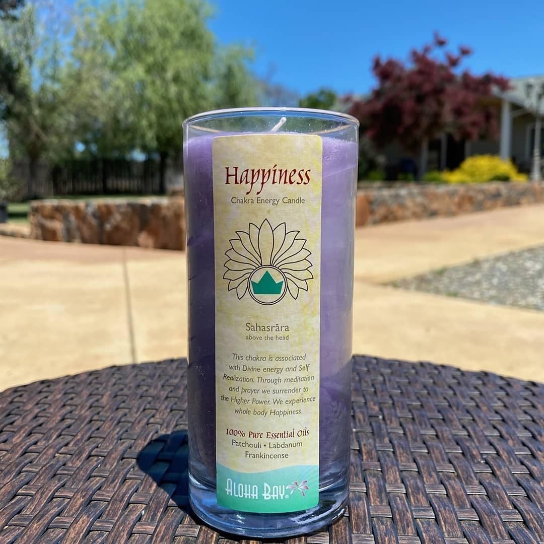 Premium Scented Candle Hand Made Chakra Energy Jar | 11 Oz Jar | Happiness, Sahasrara| Yoga, Prayer & Meditation Candle | Long Burn 60 Hours | Essent.Oils Patchouli, Labdanum, Frankincense | Aloha Bay - Image 2