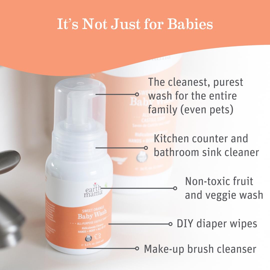Earth Mama Organic Sweet Orange Baby Wash Refill Liquid Hand Soap 34 fl oz - Image 2