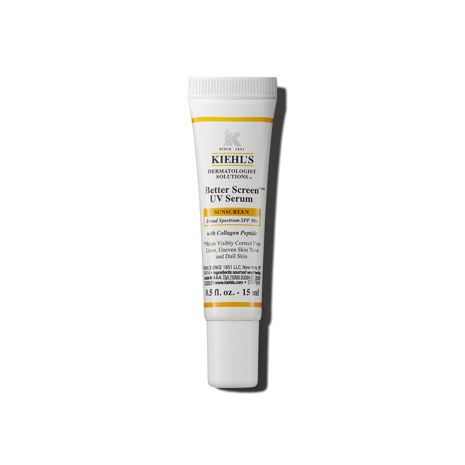 Kiehl's Better Screen UV Serum SPF 50+, Invisible Facial Sunscreen with Collagen Peptide, UV Filters to Shield UVA & UVB, Helps Correct Visible Signs of Aging, Boosts Skin Radiance