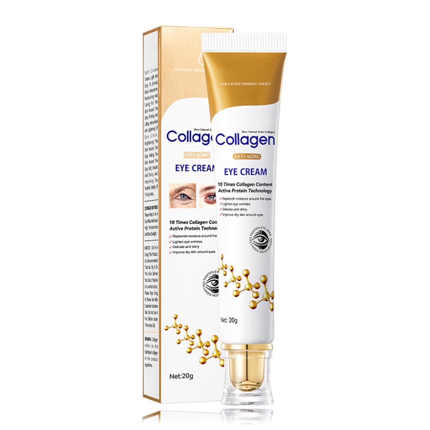 Collagen Eye Cream Anti Aging - Eye Cream for Puffiness and Bags Under Eyes - Under Eye cream for Dark Circles - Moisturizing Eye Serum - Eye Bags Treatment for Women - Firming Eye Treatment Products