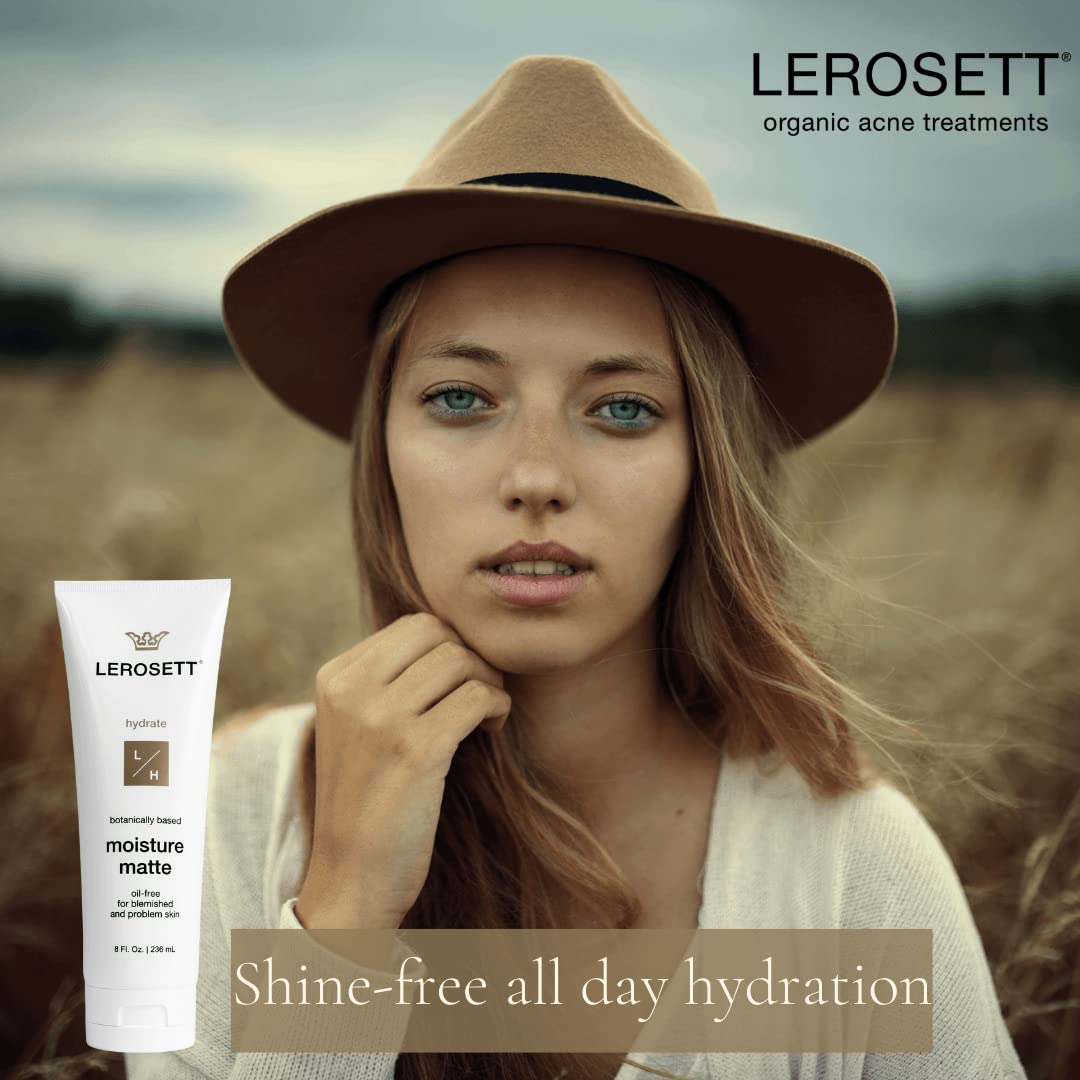 LEROSETT Oil-Free Moisturizer for Acne, Moisture Matte for Oily & Sensitive Skin, Vegan Moisturizer, Lightweight & Aloe-Based with Vit-B5 + 7 Soothing Herbals, Non-comedogenic, Fragrance Free - 3 oz - Image 7