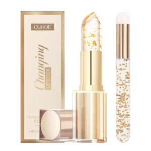Bymolia Color Changing Lipstick, Bymolia Transferproof Color Changing Lipstick Gold Foil, Long-Lasting 24k Gold Ph Lipsticks Color Changing Lip Gloss, Hydrating Lip Balm for Shine Makeup (1)