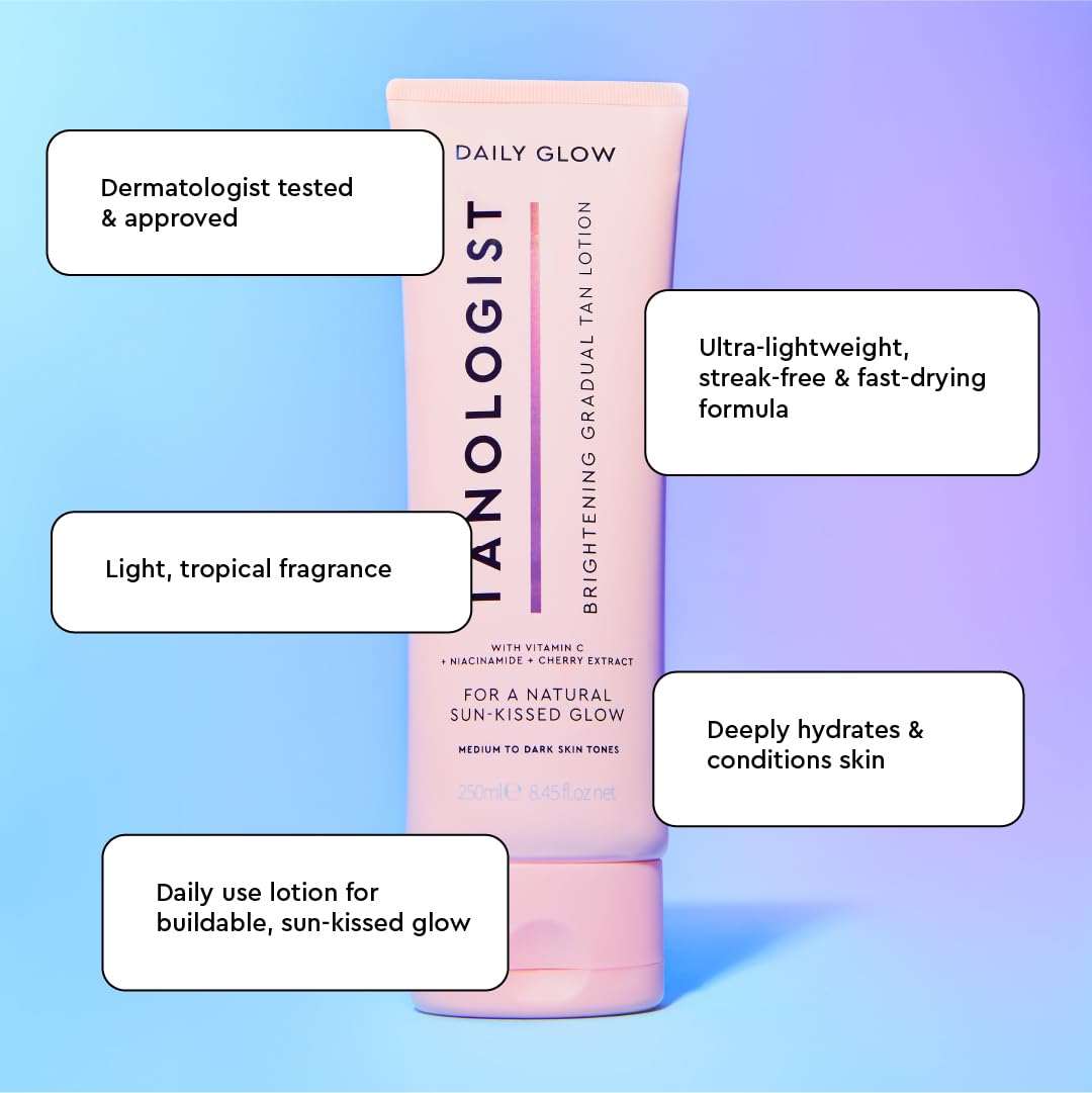 Tanologist Brightening Daily Glow Body Lotion- Light To Medium, Gradual Tanning Lotion, Streak-Free & Natural Looking Self Tanner, Illuminating, 8.45 fl. oz/250 ml Tube - Image 2