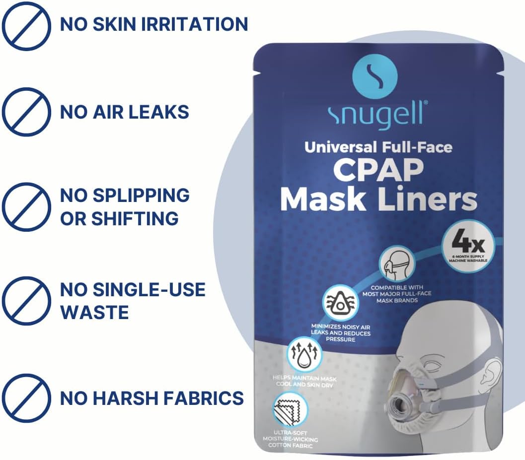 Snugell CPAP Mask Liners Full-Face (4-Pack) – White – Soft Cotton Fabric CPAP Skin Protector for Universal Fit – Reduces Skin Irritation, Air Leaks – Reusable & Washable for 6-Month Supply - Image 5