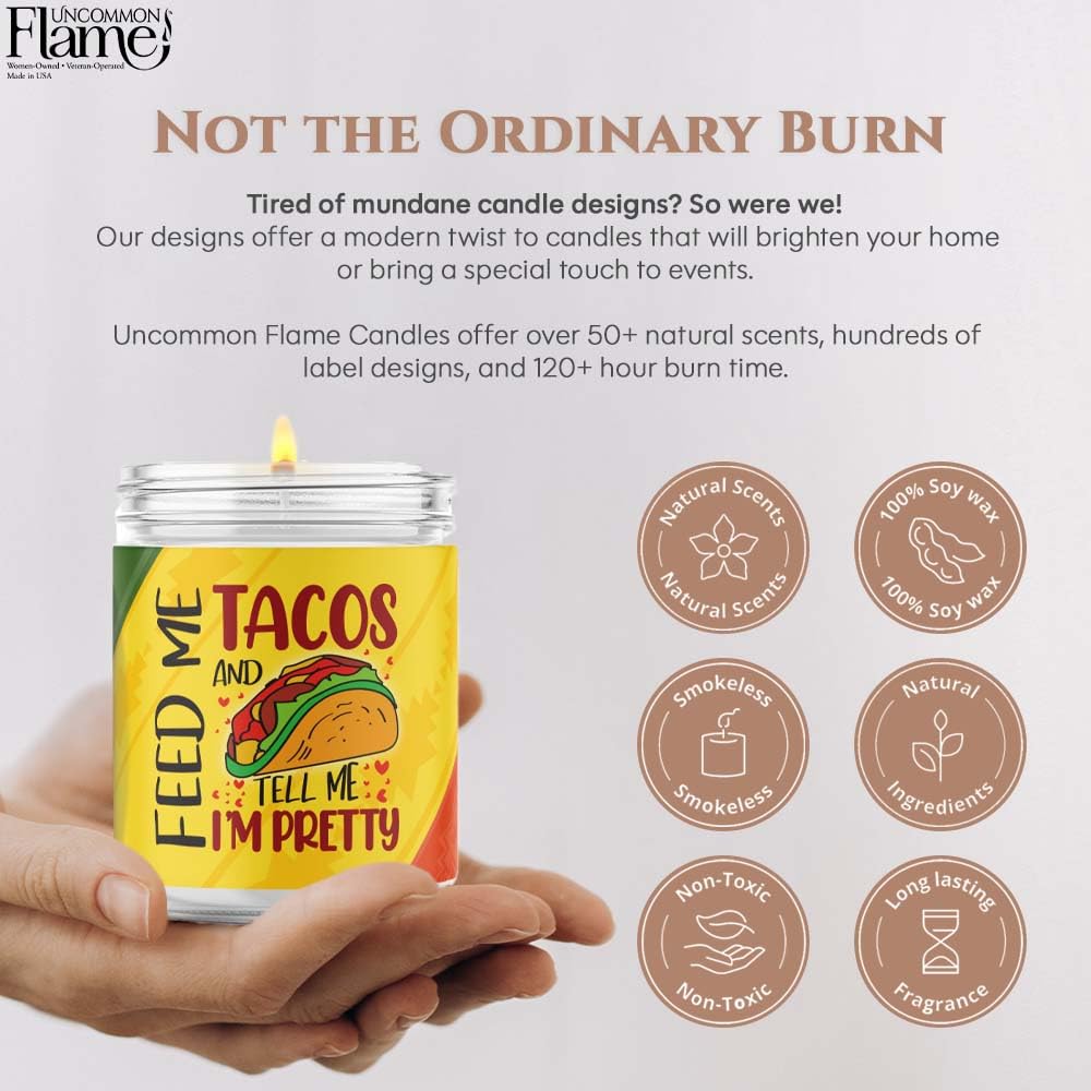 Handmade 100% Soy Wax Candle, Floral Scent, 16 oz, 120 Hour Burn, Cotton Wick, Taco Lover Gift - Image 2