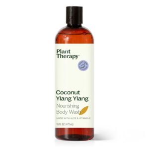 Plant Therapy Coconut Ylang Ylang Natural Body Wash 16 oz For all Skin Types, Sulfate Free Body Wash, For Men or Women, Sweet & Tropical Natural Scent, Luxurious Lather, Cleanses & Soothes Skin