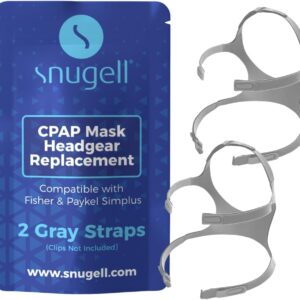 Snugell CPAP Headgear Replacement Straps for Fisher & Paykel Simplus CPAP Mask –2-Pack Gray Straps – Premium Durable Nylon Material for Comfortable, Secure Fit – Ideal Replacement – Clips Not Included