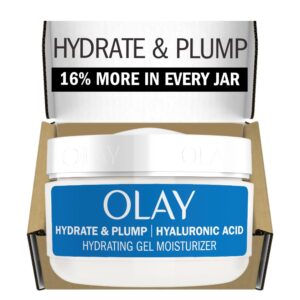 Olay Plump & Hydrate Hyaluronic Gel Face Moisturizer, 2 oz Fragrance Free Hydrating Gel Moisturizer for Dry Skin with Hyaluronic Acid and Niacinamide, Recyclable Eco Jar Packaging