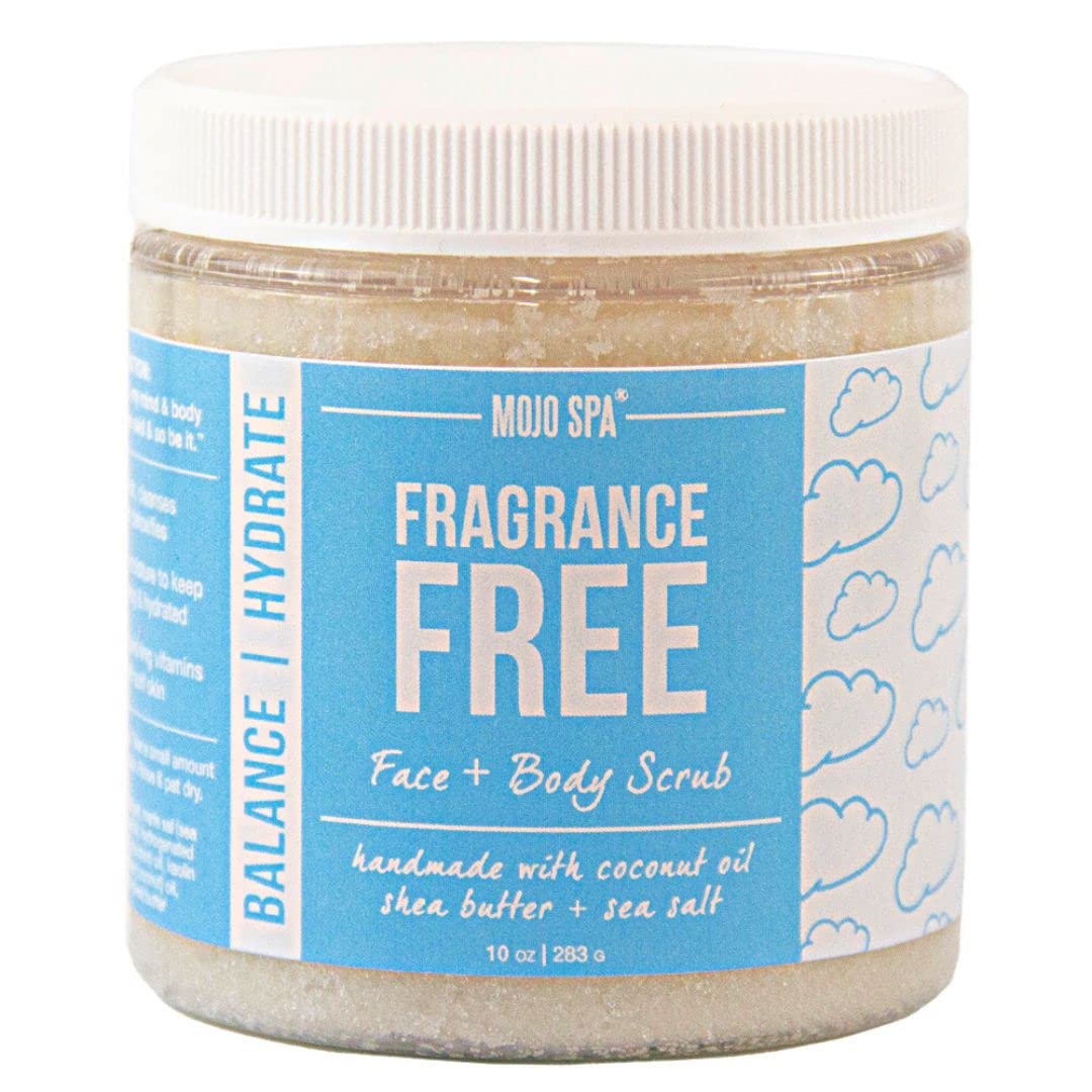 Mojo Spa Fragrance Free Face and Body Scrub | No Scent, Vegan Friendly | Moisturizing Sugar Based Exfoliator for Sensitive Skin | 10 oz - Image 3