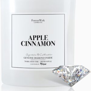 Apple Cinnamon Surprise Candle with Diamond Inside | Foreverwick Candles | Scented Soy Candles Gifts for Women Aromatherapy Candle Wax | Romance Candles All-Natural Organic Soy Candle 14oz | 70h