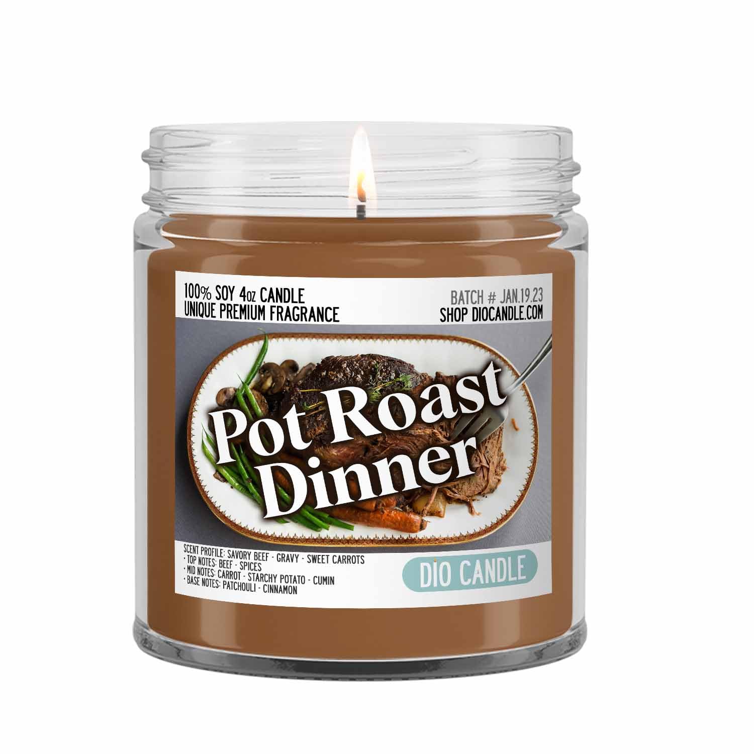 Pot Roast Scented Candle - Smells Like Savory Beef - Gravy - Sweet Carrots - 100% Naturally Vegan Soy and Premium Fragrance | Great Gift | Handmade in Denver, Colorado (4oz Glass Jar)
