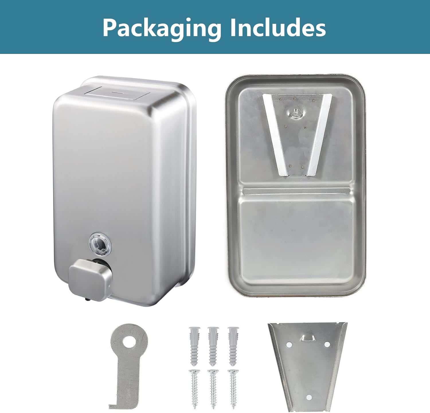 Commercial Soap Dispenser Wall Mount, 304 Stainless Steel Brushed Hand Soap Dispenser, with Corrosion Proof Lining and Anti-Leak Pump for Bathroom, 37oz/1100ml - Image 6