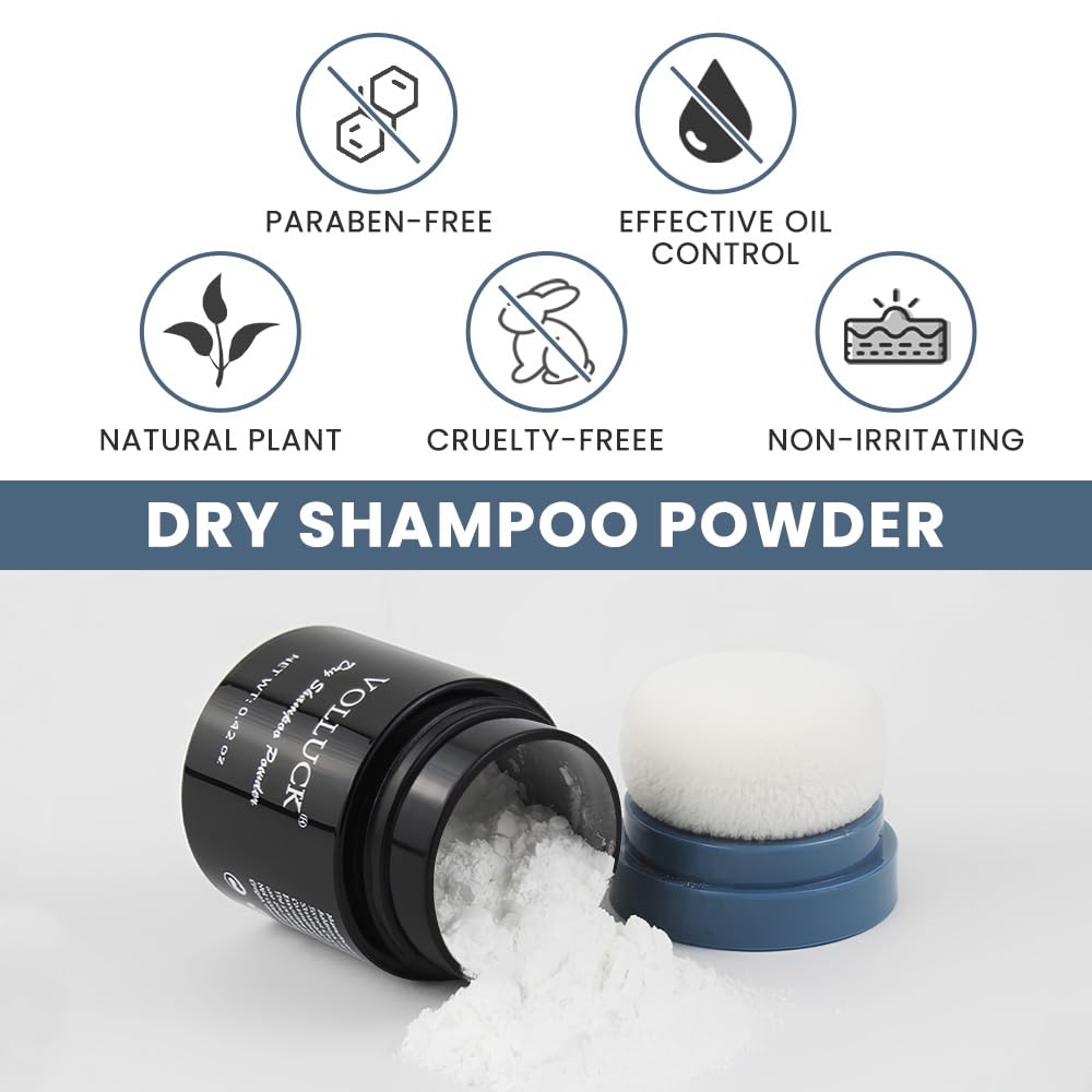 VOLLUCK 0.42oz Travel Size Dry Shampoo Powder for All Hair Types, Oil Absorbing and Volumizing - Image 4