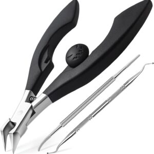 Ingrown Toenail Clippers for Seniors Thick Toenails, Straight Nail Clipper for Men, Heavy Duty Toe Nail Clippers for Thick Nails with Wide Jaw Opening, Professional Ingrown Toenail Removal Kit