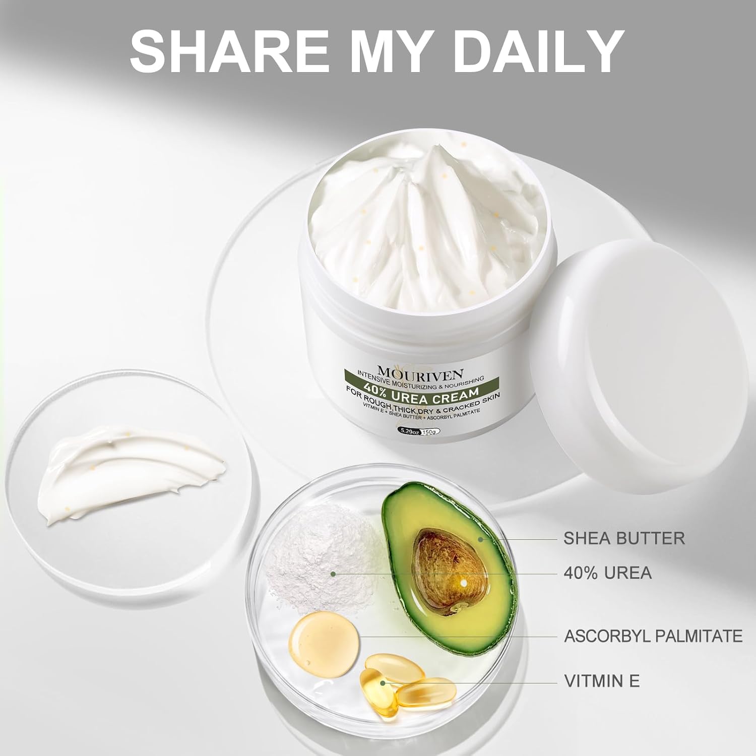 Urea Cream 40 Percent - 8 oz Foot and Hand Cream for Dry, Cracked Skin - Image 2