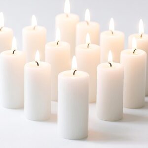 White Pillar Candles - 12 Packs Unscented Wax Pillar Candle, Long-Lasting 30 Hour Burn Time, 2x4 Inch, Elegant Decorative White Candles for Weddings, Centerpiece, Home Decor