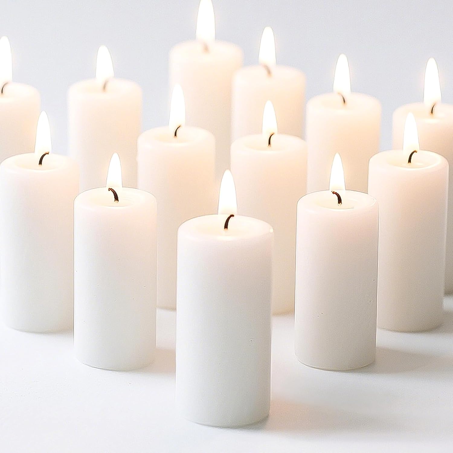 White Pillar Candles - 12 Packs Unscented Wax Pillar Candle, Long-Lasting 30 Hour Burn Time, 2x4 Inch, Elegant Decorative White Candles for Weddings, Centerpiece, Home Decor