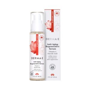 DERMA E Anti-Aging Regenerative Serum – Hydrating Day and Night Serum – Skin Renewing with Glycolic Acid and Vitamin A – Advanced Facial Skin Care Treatment, 2 fl oz