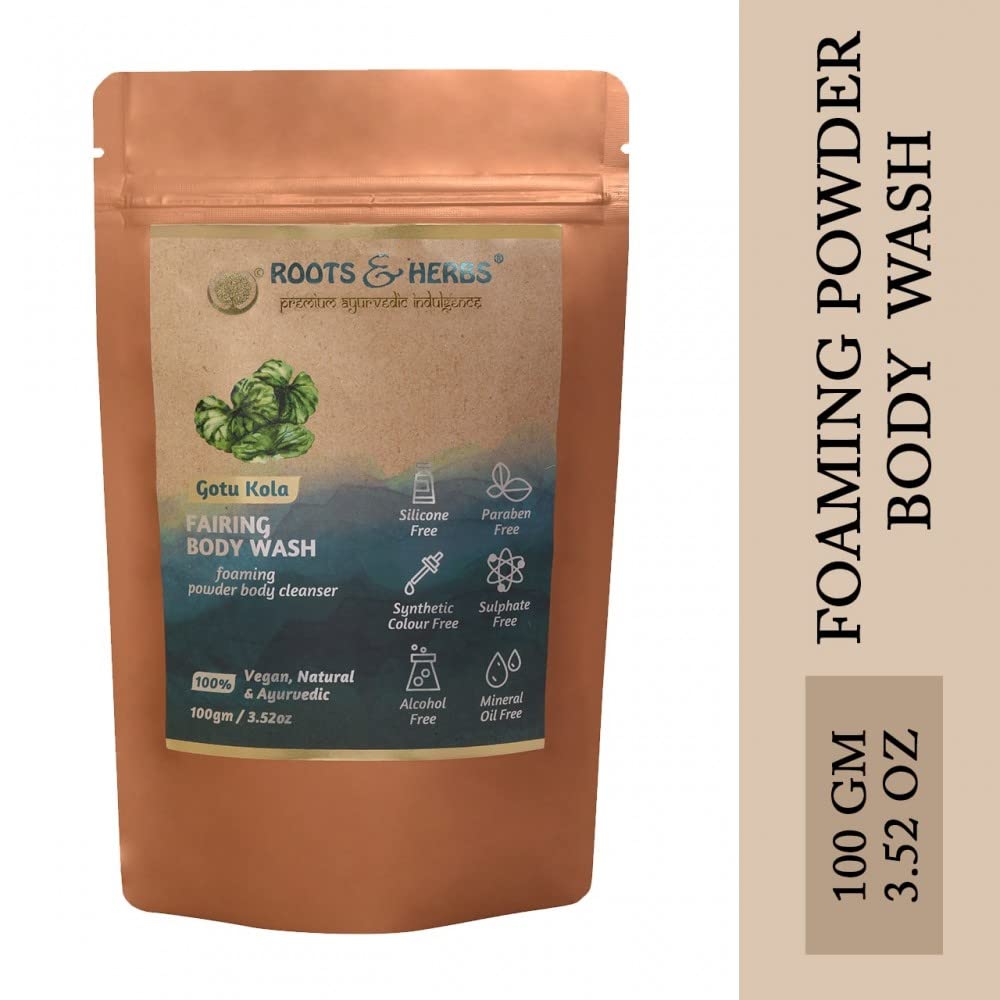ROOTS AND HERBS 100% Vegan Gotukola Ubtan Powder Body Wash Cleanser 3.52 oz - Image 3