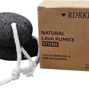 Pumice Stone Foot and Hand Scrubber - Natural Lava Stone for Callus Remover, Foot Exfoliation, Hand Scrub, Pedicure Tool, Dry Skin Remover, Promote Healthy Foot and Hand Care 2 Pack Black