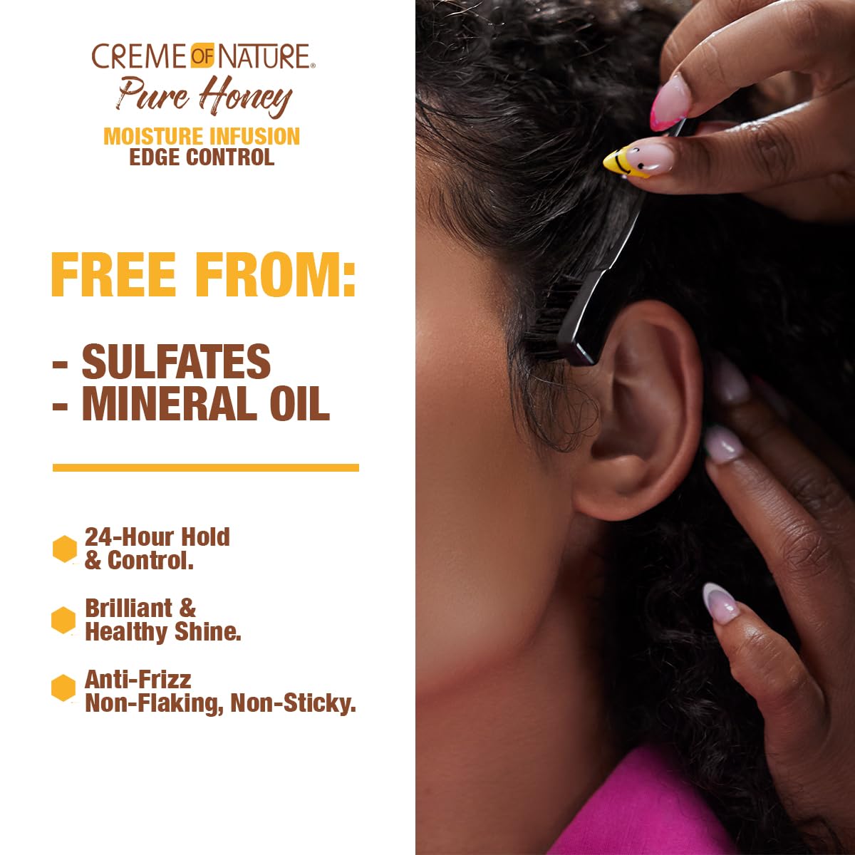 Moisture Infusiuon Edge Control by Creme of Nature, Pure Honey, Coconut Oil and Shea Butter Formula, 2.25 Oz - Image 2