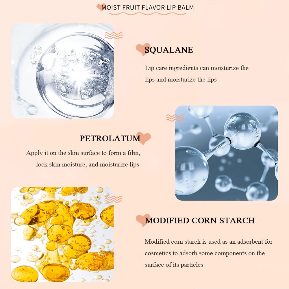 4-Piece Organic Fruit Lip Balm Set: Long Lasting Moisturizer, Citrus, Peach, Strawberry, Cantaloupe Flavors - Image 3