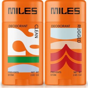 Miles Kids Deodorant for Boys and Girls - Aluminum Free Deodorant for Kids and Teens, Natural, Hypoallergenic, Made in USA - Rugged + Clean Scent, 2-Pack