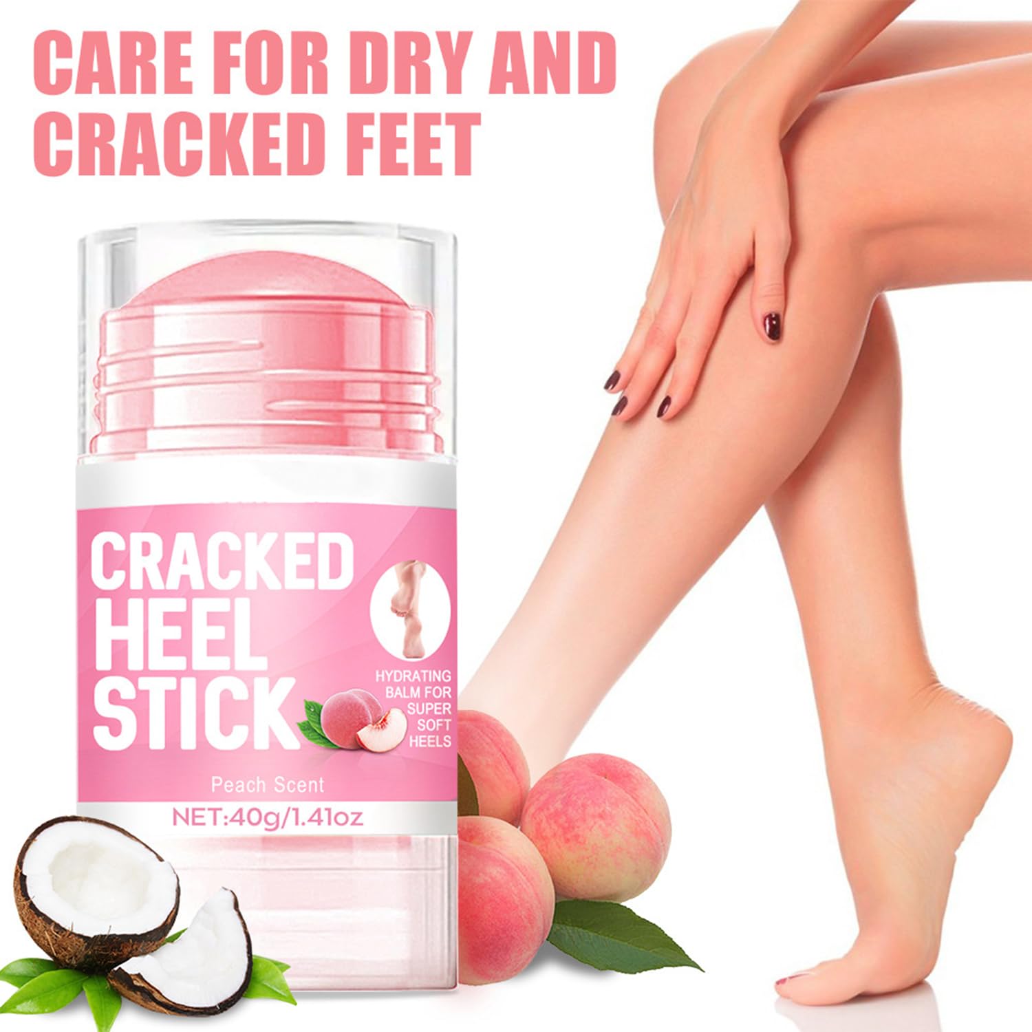 Peach Scented Foot Cream Balm Stick for Dry Cracked Skin - 1.41oz - Image 3