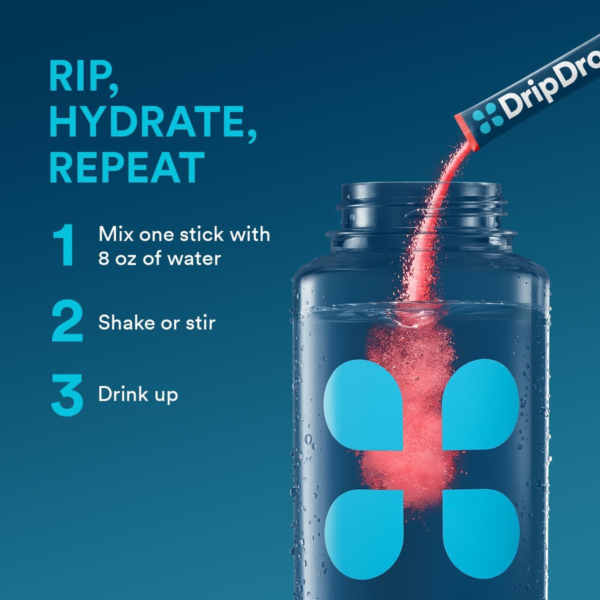 DripDrop Hydration Packets - Juicy Variety Pack - Single Serve Electrolytes Powder Drink Mix - Grape, Fruit Punch, Strawberry Lemonade, Cherry - Non-GMO, Gluten Free, Vegan - 16 Sticks - Image 7