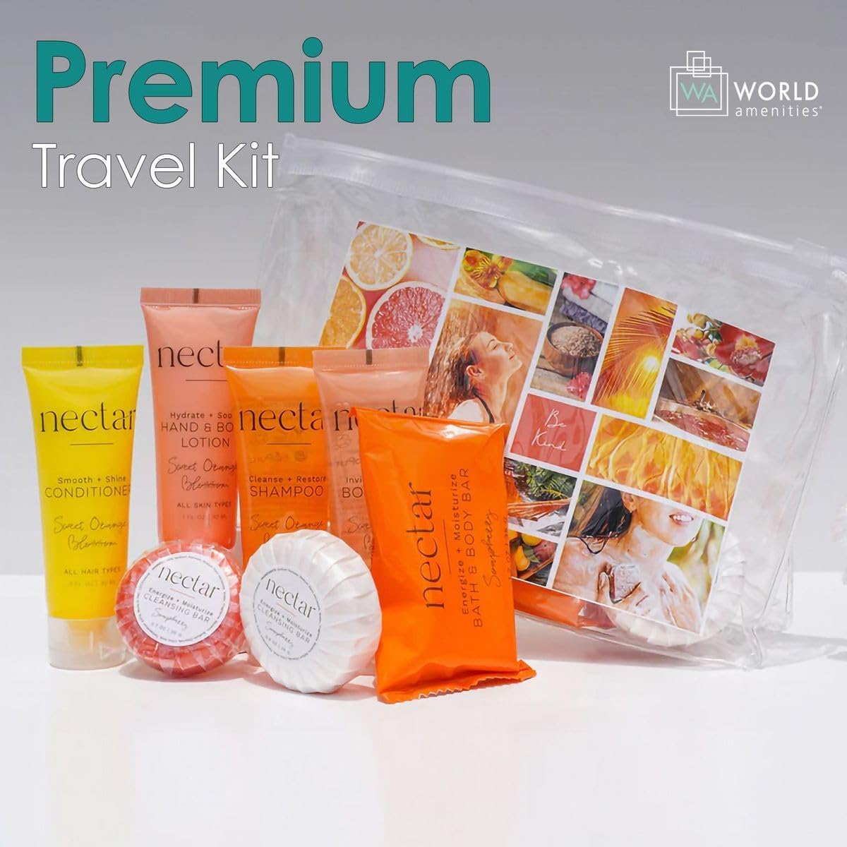 Nectar Mini Travel Size Toiletries Bathroom Kit Sweet Orange Blossom Shampoo Conditioner Body Wash Lotion Two Bars - Image 6