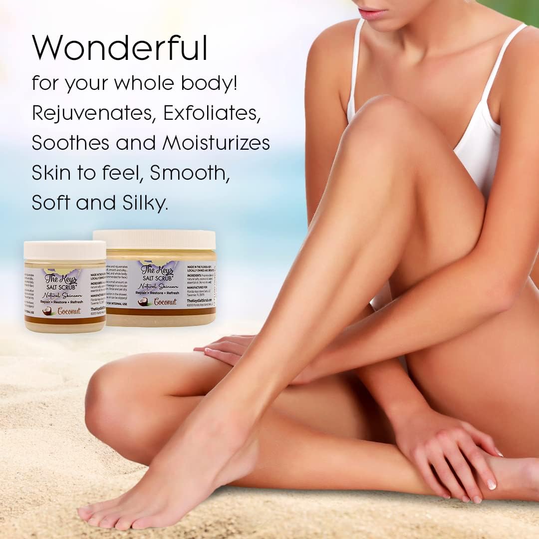 Exfoliating Coconut Sea Salt Body Scrub for All Skin Types with Wooden Spoon 3.4oz - Image 5