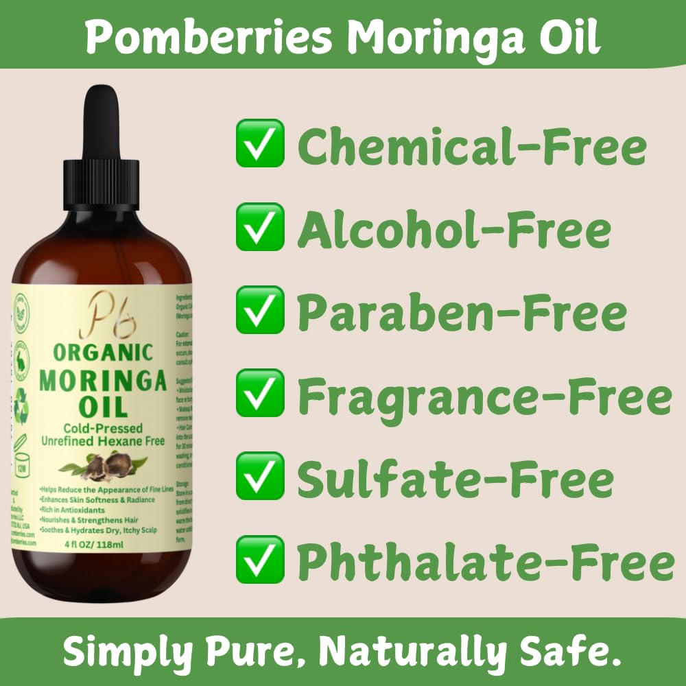 Organic Cold-Pressed Moringa Oil – 100% Pure & Unrefined – Moringa Hydrating Oil for Face, Skin, Hair & Body – Supports Anti-Aging & Youthful Appearance, 4 fl oz Amber Glass Bottle - Image 4