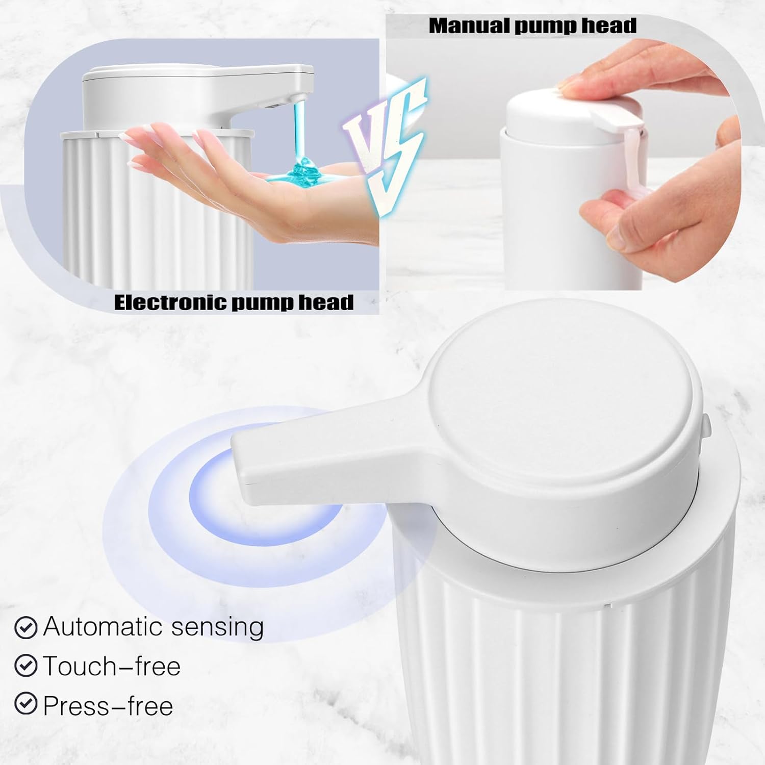 Rechargeable 9oz Automatic Touchless Soap Dispenser Electric White for Kitchen Bathroom - Image 2