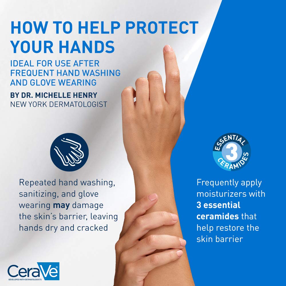 CeraVe Therapeutic Hand Cream for Dry Cracked Hands With Hyaluronic Acid and Niacinamide, Fragrance Free 3 Ounce - Image 3