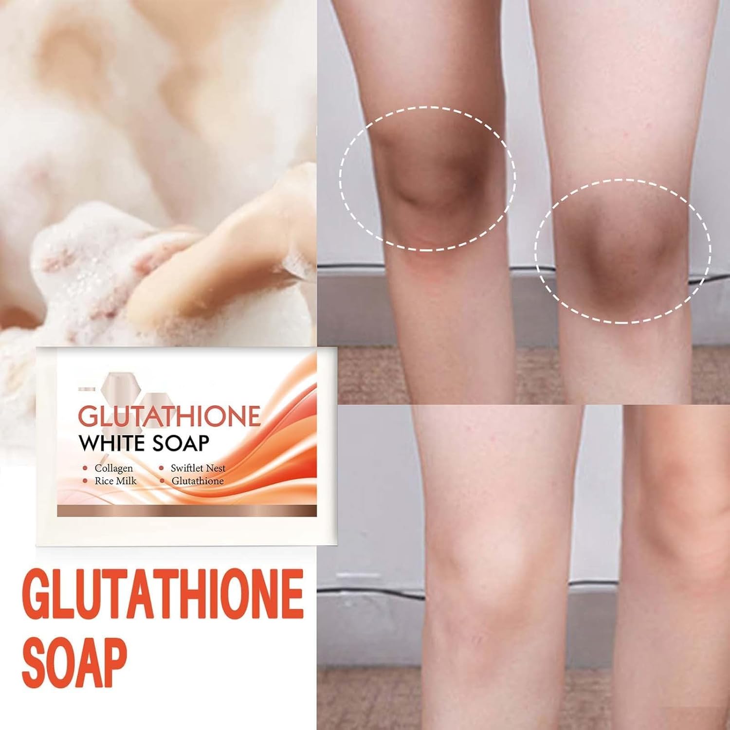 Glutathione Brightening Soap - 100g Skin Brightening Bar, Dark Spots Corrector & Exfoliating Cleanser for Face & Body, Evens Skin Tone, Reduces Melanin - Image 2