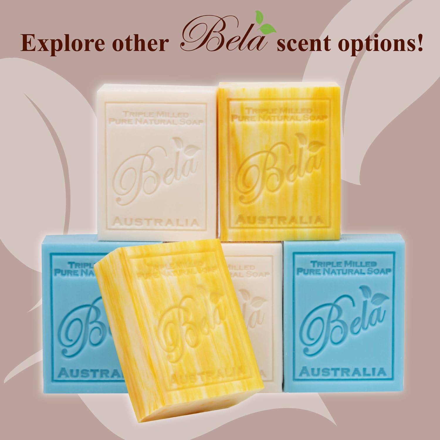 BELA French Peach Triple Milled Bar Soap 3.3 oz Pack of 6 with Shea Butter - Image 6