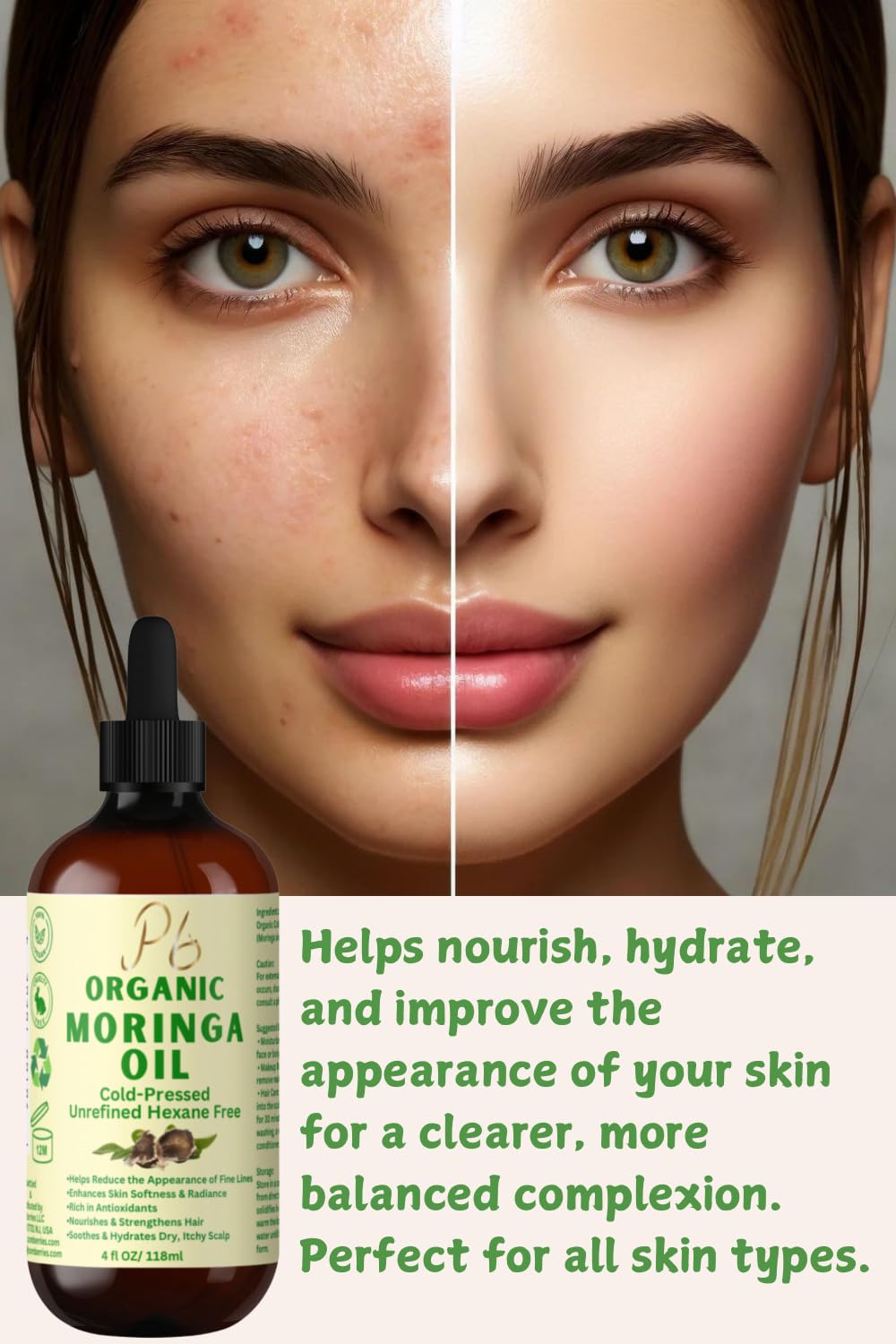 Organic Cold-Pressed Moringa Oil – 100% Pure & Unrefined – Moringa Hydrating Oil for Face, Skin, Hair & Body – Supports Anti-Aging & Youthful Appearance, 4 fl oz Amber Glass Bottle - Image 9