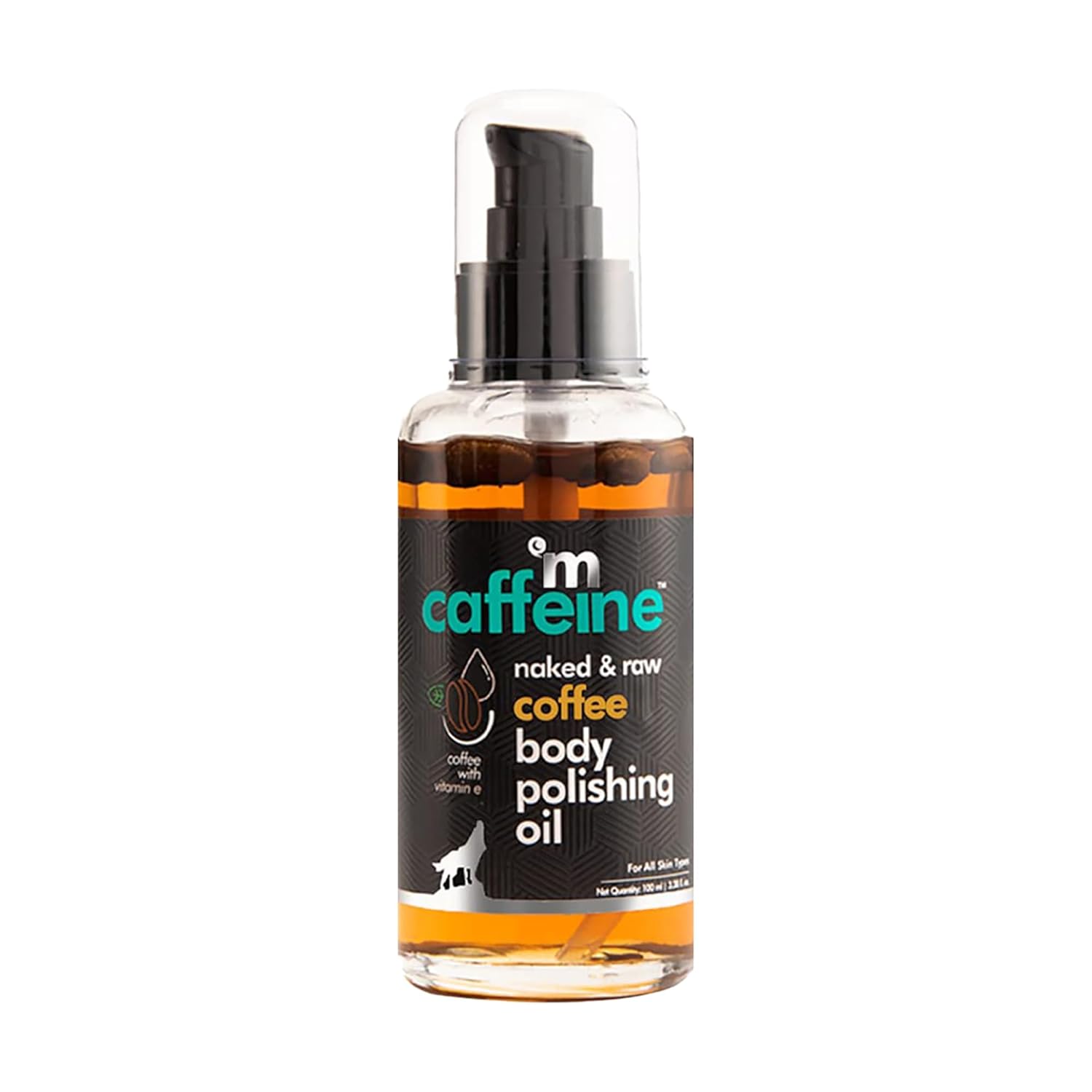 mCaffeine Coffee Body Polishing Oil (100ml) for Reducing Stretch Marks and Cellulite | With Olive Oil and Vitamin E for a Soft and Moisturized Skin | Natural and Vegan Oil for Daily-Use