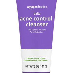 Amazon Basics Acne Cleanser Face Wash - Daily Control, Maximum Strength 10% Benzoyl Peroxide, 5 Ounce