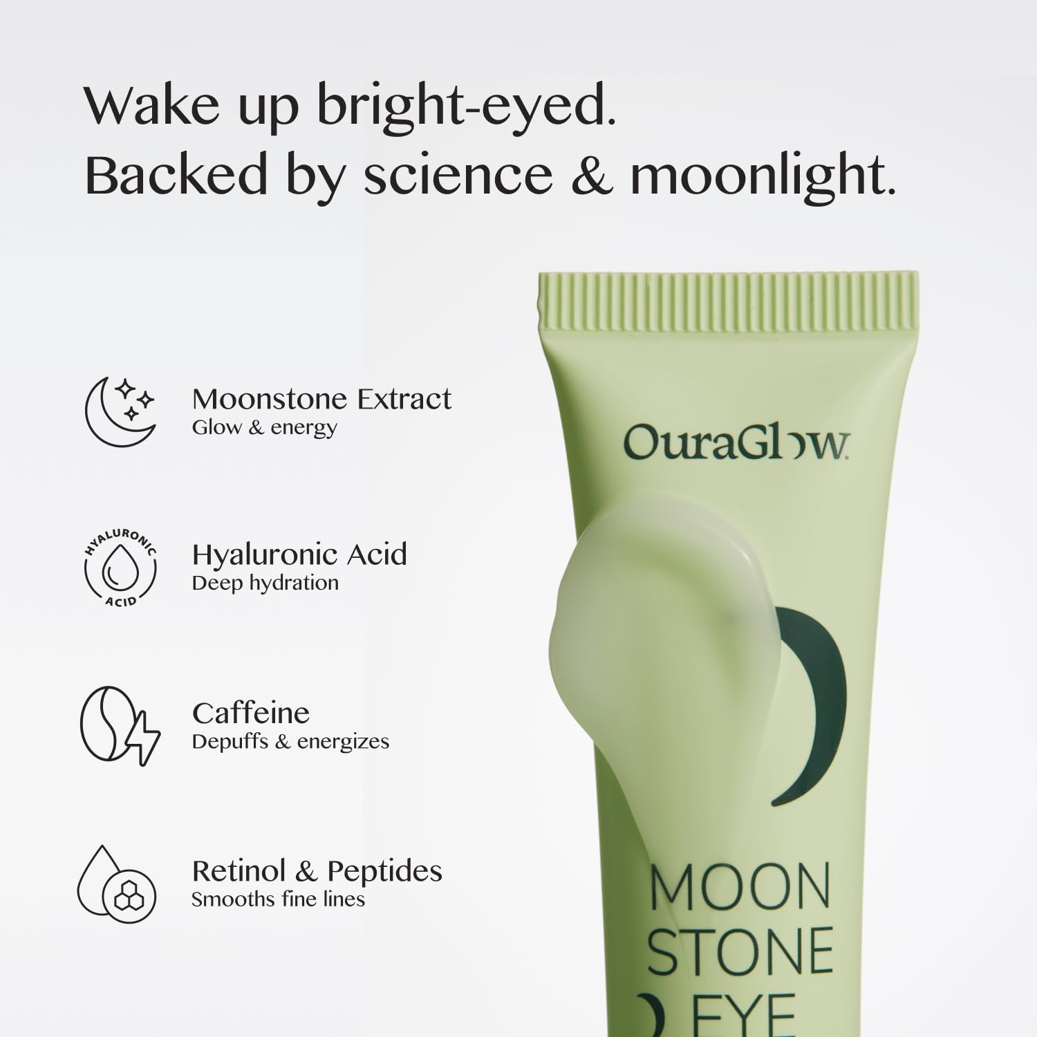 Caffeine Eye Cream for Dark Circles and Puffiness – Moonstone Under Eye Cream with Cooling Tip, Retinol, Hyaluronic Acid & Peptides – for Wrinkles, Bags, Fine Lines – Fragrance-Free - Image 5
