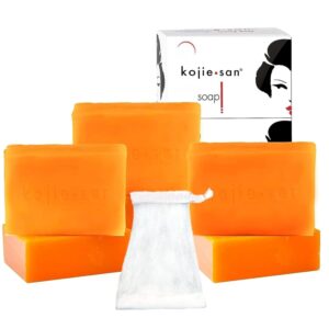 Kojie San Original Kojic Acid Soap that Reduces Dark Spots, Hyperpigmentation, & Scars with Exfoliating Soap Net Included โ 135g x 6 Bars