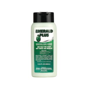 Zenex Emerald Plus Hand Soap - Industrial Hand Cleaner for Mechanics | Heavy Duty Detergent & Pumice Shop Soap| Dissolves Grease, Oil, Tar, Paint | Lemon Scent | Moisturizing | 400 ml (1 Count)